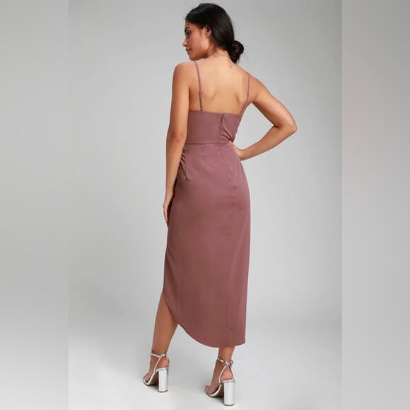NWT Lulus Reinette Mauve Purple Corset Slip Midi Dress Small Cocktail Wedding - Picture 12 of 15